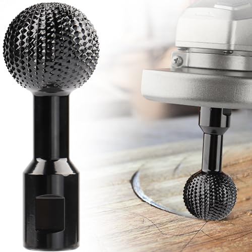 Ball Gouge Angle Grinder Attachment - 360° Sphere Rotary Burr for Rapid Wood Carving, Heavy-Duty Steel Spherical Grinding Head with Abrasive Teeth (Bowl, Log & Sculpture Crafting)