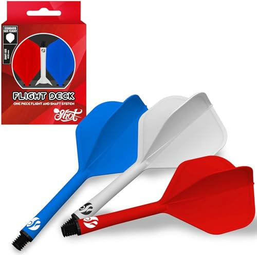 Shot! Darts Flight Deck One Piece Dart Flight and Shaft System, Reduced Deflections, Standard Shaped Flight (350 Micron), Available in Set of 3