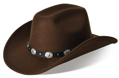 Willheoy Unisex Cowboyhut Schwarz Herren Cowgirl Kostüm Damen mit Band Werternhut Cowboyhut Fasching