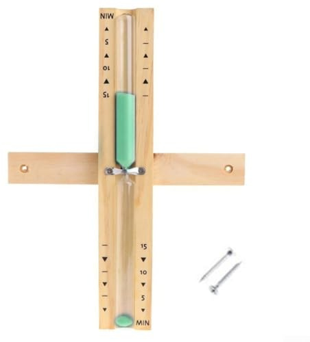 Sanduhr aus Holz für Sauna, 15 Minuten Sanduhr zum Entspannen (grün)