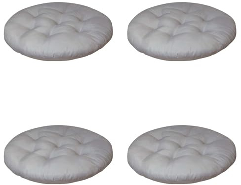 Factorys 4er Set Stuhlkissen, Sitzkissen Größe rund Durchmesser: 40cm, für Indoor und Outdoor aus Cotton Dicke Polsterung Stuhlauflage (Grau)