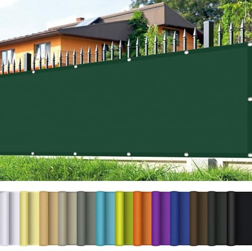 Sonnensegel mit Ösen 110 x 350 cm Rechteckig Markisenstoff Balkonbespannung Premium PES Polyester Imprägniert für Garten Terrasse Balkon Schwimmbad, Dunkelgrün