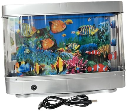 Milageto Aquarium-Stimmungslampe, LED Nachtlicht, Fisch-Aquarium, dekorative Lampe, Ansichten, bewegliche Raumdekoration für Büro, Zuhause, Innenurlaub, 5 Kleiner Fisch
