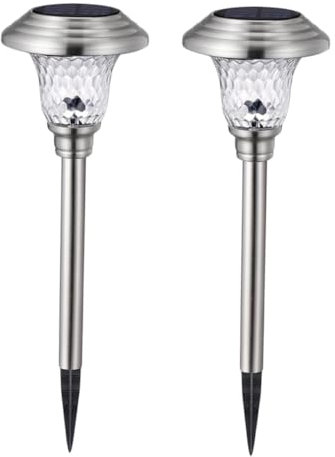 OSALADI 2 Stücke Solarbetriebene Außenbeleuchtung Garten-bodenleuchten Edelstahl Glas Dekorative Landschaftslampe Für Hofweg Rasen Gartenweg