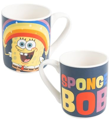 United Labels Taza Infantil Bob Esponja Pantalones Cuadrados - Taza de Cerámica Arco Iris para Niños 230 ml
