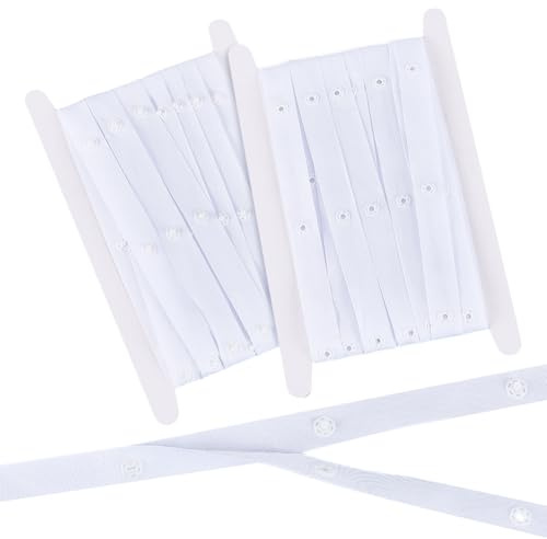 AHANDMAKER 10 Yards Nähbandbesatz Mit Druckknöpfen 0.7 Zoll Weißes Druckknopfband Druckknopfband Zum Nähen Besatzband Aus Polyester Mit Befestigungselementen Für Kleidung DIY Zubehör