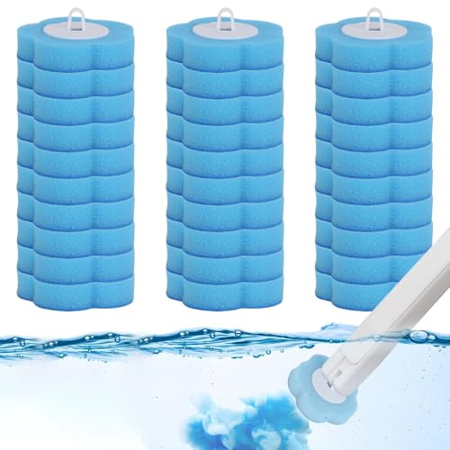 Disposable Toilet Brush, 30PCS Toilet Wand Disposable Refill Heads, Toilet Wand Replacement Heads, Toilet Wand Refills Heads for Sink Bathtub Wash Basin Mop Pool Bathroom Cleaning(Ocean Blue)