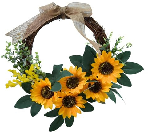 Ciieeo 1Stk Sonnenblumengirlande Dekorationen künstliche Sonnenblumenkränze Glyzinien Ammer Sonnenblumen künstlich blumengirlande künstlich Haushalts Kranz Kranzverzierung Leinen- Yellow