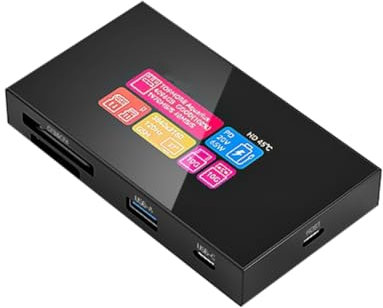 ISKDJBJG 8-en-1 Smart Hub avec Écran Tactile CFexpress Type A/Type B, Affichage 4K 120 Hz, 10 Gbps, PD 100 W pour Appareils Photo/Téléphones.