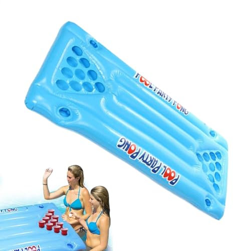 Aufblasbarer Pong-Tisch - Schwimmender Weinpong-Tisch Schwimmbad | Schwimmende Pingpong-Luftmatratze | Bier Aufblasbare Pong Tisch Lounge Schwimmendes Floß Spielzeug für Erwachsene Party