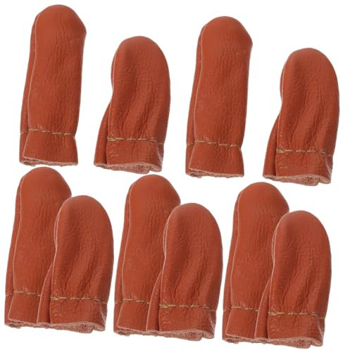 OSALADI 10 Pcs Pu Leather Sewing Finger Protector Finger Cots for Felting Embroidery Craft Tools Practical DIY Crafts Needlework Thimbles Cover Random Color