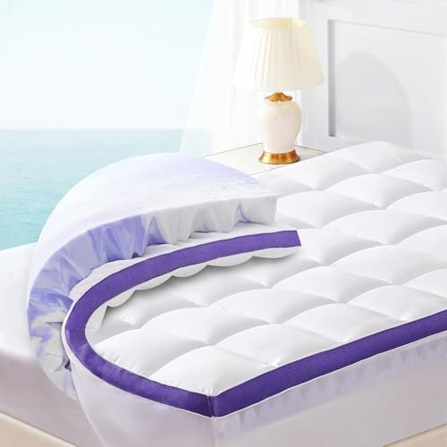 ChiXpace Dual Layer 4 Inch Memory Foam Mattress Topper Cal King - 2 Inch Gel Memory Foam and 2 Inch Pillow Top Mattress Pad,7-Zone Egg Crate Mattress Topper for Back