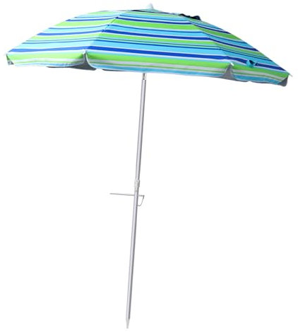 Toddmomy Parasol De Terrasse 6 5 Pouces À Rayures Vertes Mât Télescopique Anti-uv De Transport Pour La Plage