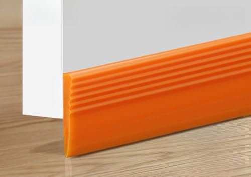 Striscia paraspifferi per porta, blocco del rumore, ferma spifferi per porta, fermaporta per sigillare le intemperie, paraspifferi per porte (arancione, 95 x 4 cm)