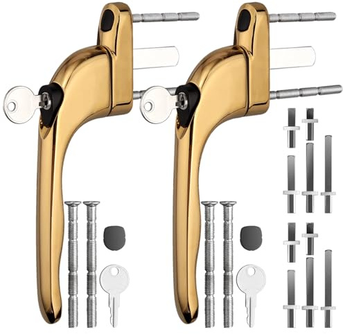 Neoteck Inline Window Handle Universal Espag Key Locking Lockable Double Glazing Suitable for All Common Windows and Balcony Doors, Spindle Length: 10mm, 15mm, 30mm, 43mm, 55mm