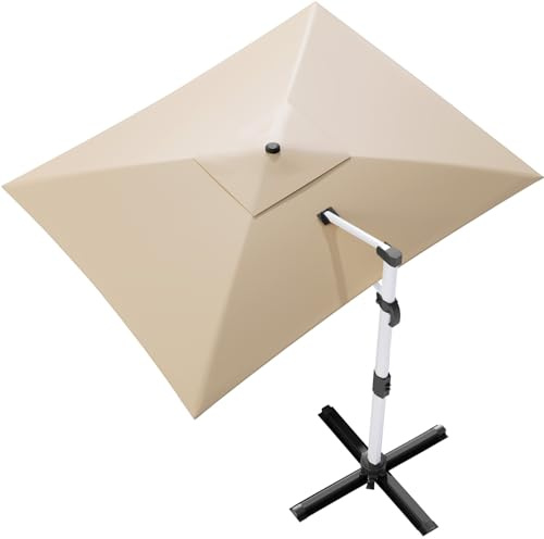 TRIUMPHKEY Sonnenschirm Balkon 300x400x260 cm Aluminium Freischwingender Sonnenschirm mit Kurbel Wasserdichter Gartenschirm, UV50+ Sonnenschutz, 360° drehbar, Beige
