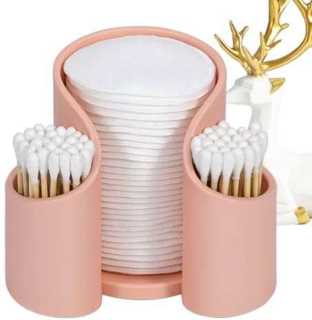 Dispensador de almohadillas de algodón, recipiente de belleza minimalista, de higiene portátil, cubo de almacenamiento elegante, carcasa de tapa segura, soporte de cosméticos que ahorra espacio