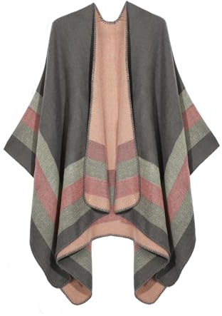 OPLERT Sciarpa Poncho da Donna, Caldi Scialli avvolgenti, Elegante Cardigan Poncho Lavorato a Maglia, per Primavera, Autunno e Inverno
