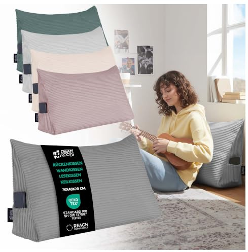 DreamRoots Cojín Lectura Cama, Respaldo Triangular Sofá, Gris Oscuro