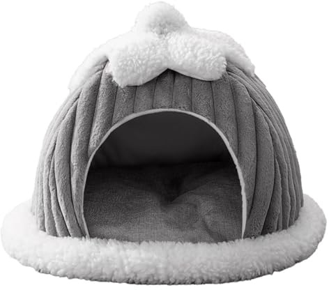 Shuade Antivento Caldo Pet Bed House Enclosed Forma Zucca Lavabile Morbido Peluche Tenda Canne Per Forniture Interne Letti Con Cappuccio Rotondo Per Casa Gatti Interni