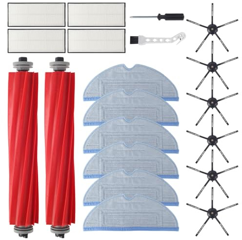 20 Stück Ersatzteile für Roborock S7 S7 Plus S7 MaxV S7 MaxV Ultra S7 Pro Ultra Saugroboter, Zubehör enthält 2 Hauptbürste, 4 Filter, 6 Wischtücher, 6 Seitenbürsten, 1 Reinigungsbürste, 1 Screwdriver