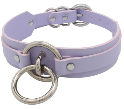 lalatia Colliers Ras du Cou en Cuir Artificiel pour Femme, O Ring Choker Large Choix de Couleurs (Violet Pastel)