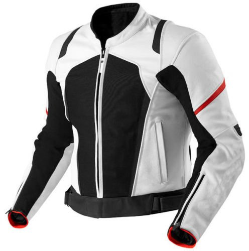 Motorbike White Cowhide Leather New Racing Jacket CE Approved Armors All Sizes (Small)