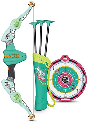 Coolbitz Kids Bow and Arrow Toy, Archery Bow and Arrow Set with 3 Suction Cup Arrows and Target with Large Quiver, LED Light, Garden Fun Summer Game Set for Childrens