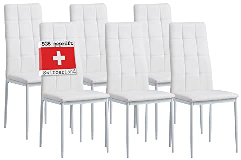 Albatros International Gmbh Sedie, Finta Pelle, Bianco, 6X Set
