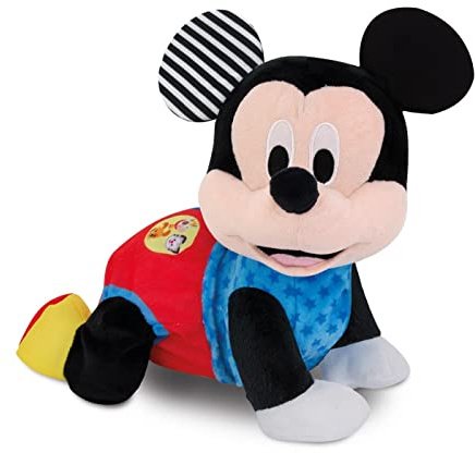 Clementoni Disney Baby Baby Mickey Gattona con Me, Topolino Peluche per Imparare a Gattonare, Gioco Prima Infanzia Bambini 6-36 Mesi, Insegna Numeri e Versi degli Animali, Lingua Italiana, 17237