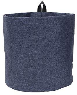 Bigso Box of Sweden Cesta colgante grande de poliéster y cartón – Cesta de pared con trabilla y aspecto de lino – Cubo de almacenaje para colgar o poner de pie – azul