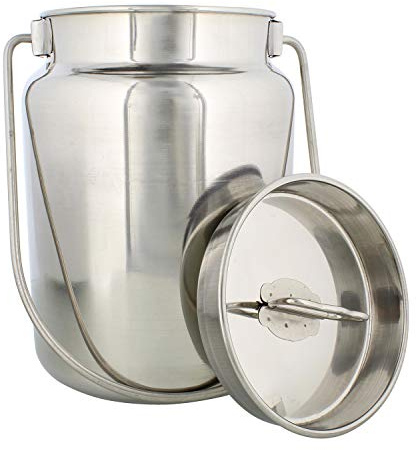 Rural365 Metal Jug - 4 Liter Stainless Steel, Rustic Milk Can with Lid, Old-Fashioned Jug Vase