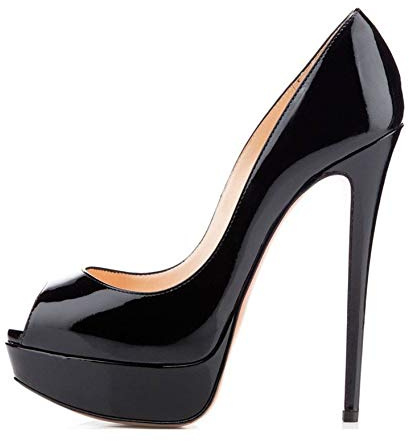 Mettesally Women's Fashion Platform Stiletto High Heels Peep Toe Sexy Wedding Bridal Court Shoes Black UK10
