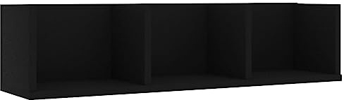 vidaXL CD Wandregal 3 Fächer Wandboard DVD Regal Aufbewahrung Hängeregal Bücherregal Medienregal Dekoregal Schwarz 75x18x18cm Holzwerkstoff