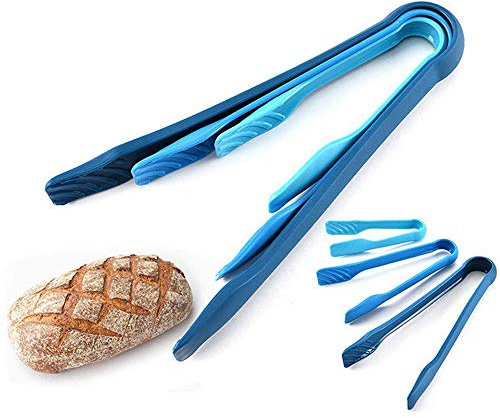 Set of 3 barbecue tongs, kitchen tongs, serving tongs, ice tongs, plastic salad tongs for bread, sugar, pizza grill.