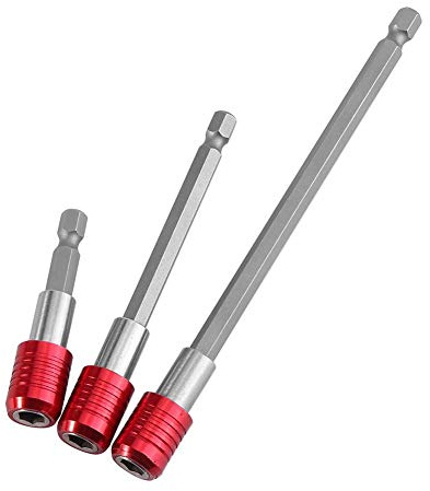 LiebeWH 3pcs Bit Holder Extension Bar, Red/Yellow 1/4'' Hex Shank Quick Change Chuck Drill Screwdriver Bit Spring Holders Extension(RED)