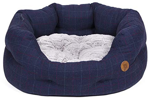 Petface Midnight Tweed Oval Dog Bed with Reversible Cushion, Machine Washable, Large (Pack of 1)