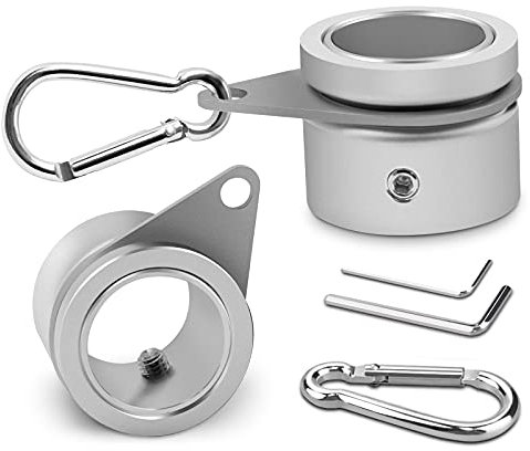 Flaggstångsringar, aluminiumlegering flaggstångsringar 360° roterande anti-wrap flagga monteringsring, snurrande flaggstång klämmor med karbinhake för 2,02-3,25 tum diameter - 2-pack (matt silver)