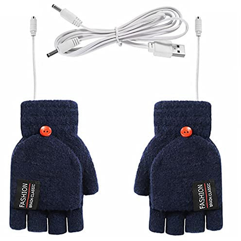 Ruiqas USB Beheizte Handschuhe Stricken Wolle Beheizte Handschuhe Fingerlose Hände Wärmer mit Finger Abdeckung für Männer Und Frauen