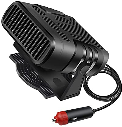 Auto Heizlüfter, Asudaro 12V 24V Auto Heizung Heizlüfter Tragbar Auto Heizung Entfroster und Kühlventilator Auto Heizungen Defroster Fenster Demister Warm Werkzeug Zigarettenanzünder,120W 12V schwarz