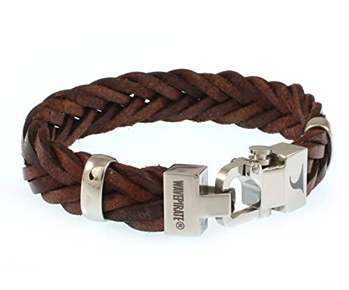 WAVEPIRATE® Echt Leder-Armband TURN F15 Braun für Herren und Männer - Mit Magnetverschluss, Edelstahl und Geschenkbox