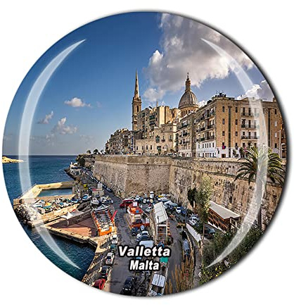 Valletta Malta - Calamita da frigorifero in cristallo per souvenir turistico, collezione regalo per frigorifero