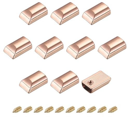 sourcing map 20Pcs Métal Fermeture éclair Bouchons Sac Bagages Rose Doré | Rectangle Tirez Extrémités Supérieures, Clip Queue Rechange avec Vis pour Bricolage Artisanats