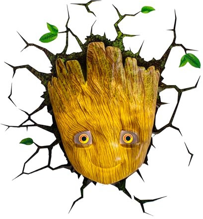 Marvel MCU Guardians of The Galaxy Baby Groot Wall Night Light - Cordless 3D LED Deco Wall Lamp