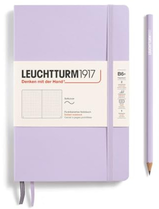 LEUCHTTURM1917 Notizbuch B6+ (125x190 mm), Flexcover, Lila, Gepunktet | 123 Seiten, Fadenheftung, 80 g/m², 2 Lesezeichen, 180 g, chamoisfarben