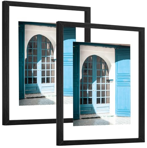 eletecpro Floating Picture Frame, 11x14 Inch, 2 Pack Real Glass Picture Frames for Wall Mounting, Vertical or Horizontal Display, Photos and Artworks up to 11x14 Inch, Home Decor, Black