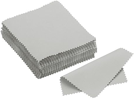 PATIKIL 3.94x3.94 Jewelry Cleaning Cloth, 100Pcs Double-Sided Microfiber Polishing Cloth for Silver Gold Brass Platinum Jewelry, Gray