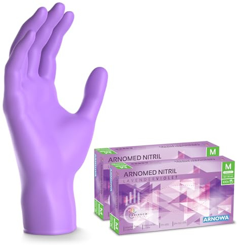 200x ARNOMED® Einweghandschuhe Lila, Nitril Handschuhe, Einmalhandschuhe M | Nitrilhandschuhe Einweg puderfrei, Gummihandschuhe Einweg, Schutzhandschuhe, Handschuhe Nitril in XS, S, M, L, XL