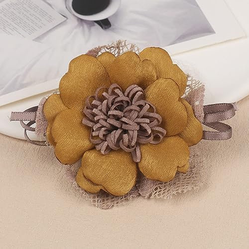 LIBERGA 50 Stück Künstliche Blumen, Hochzeits-Heimdekorationszubehör, 5,5cm Blütenköpfe Zur Herstellung Von Ansteckblumen, Brosche, Gelb