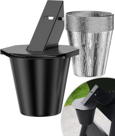 Verbesserter Fetteimer mit Deckel und Einlagen für Traeger Pit Boss Pelletgrill | Tropffetteimer mit 12 Einlagen Universelles Zubehör für Traeger, Pit Boss, Z Grills, Recteq & Camp Chef Pellet Smoker